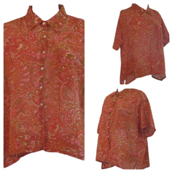 Burnt Orange Paisley Blouse - Picture 1 of 5